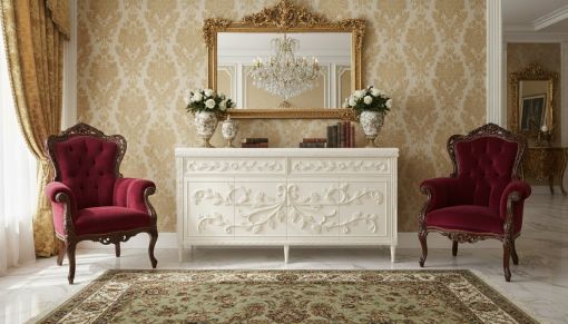 OYMALI KONSOL  OYMALI KONSOL BEYAZ RENK İPEK MAT